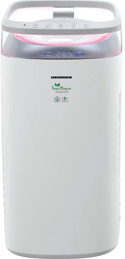Heinner Luchtreiniger – 35 W – CADR 500 m³/u – Geschikt voor 35–60 m² – HEPA 13-filter – Ionisator – Auto Silent Mode – 3 Snelheden – Wit/Zilver