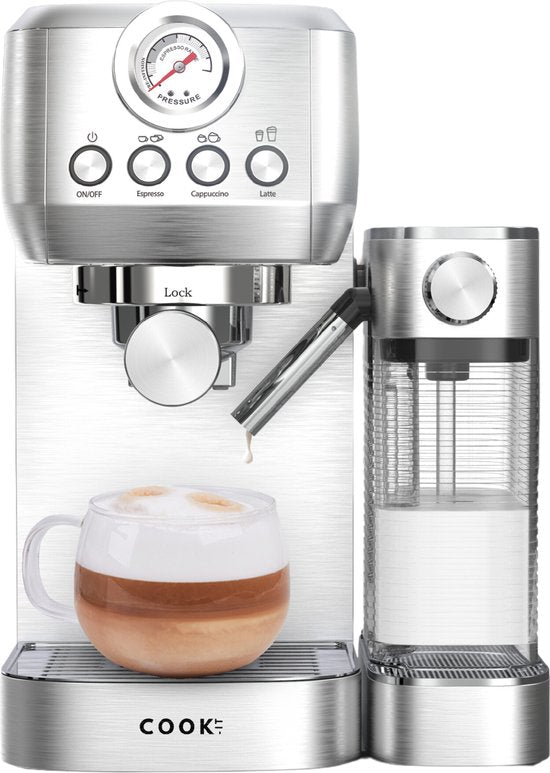 Media Evolution Espressomachine 20 Bar - Auto Melkopschuimer - Coffee Machine - Italiaanse pomp - RvS Koffiemachines - COOK-IT