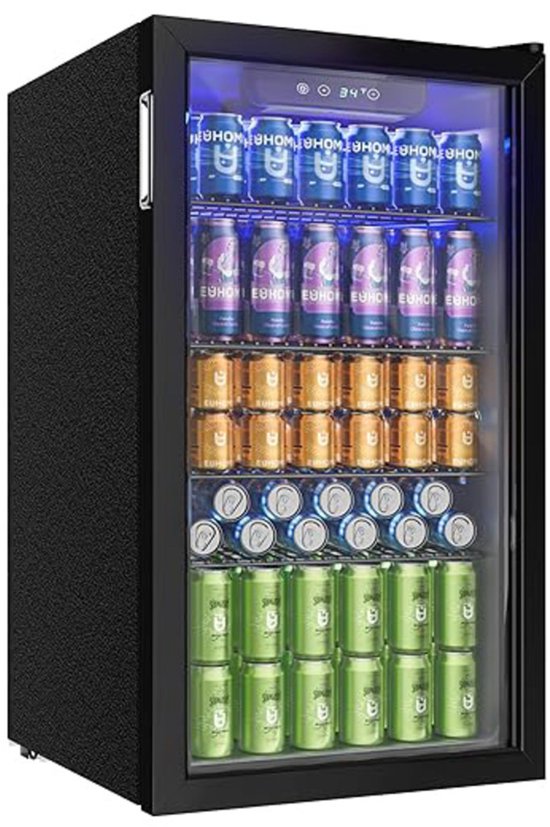 jently Jently koelkast - koelkasten - dranken koelkast - dranken frigo - glazen deur - verstelbare planken - roestvrij staal - zwart