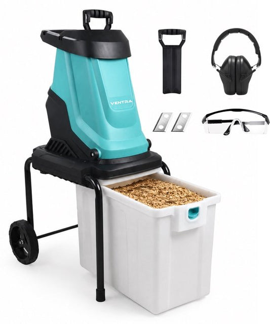 Ventra VENTRA® Elektrische Hakselaar - Wood Shredder - 3000W – Voor Takken Tot Ø45mm – 55L Opvangbak - 56 x 44,5 x 93,5 - Inclusief Veiligheidsuitrusting(45 mm)