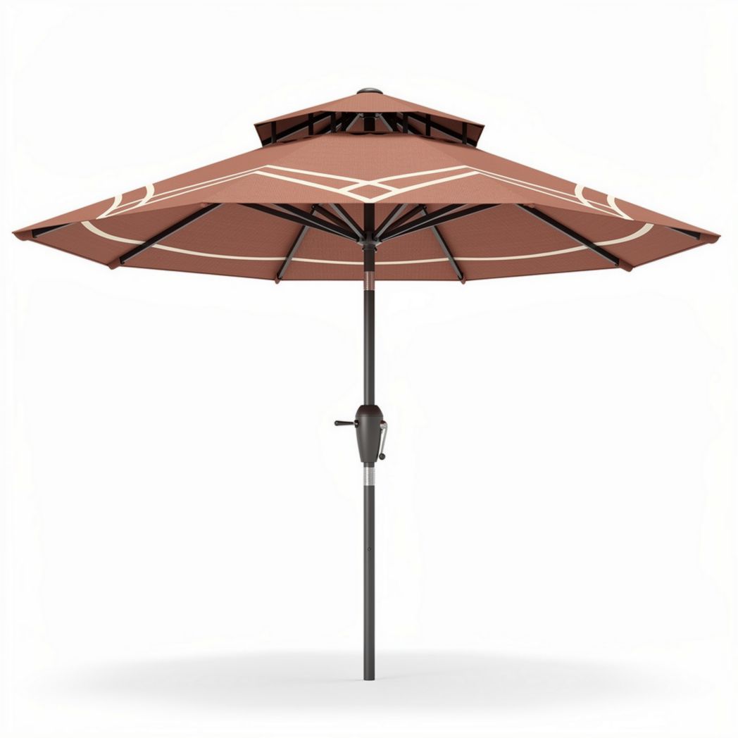 Tuin parasol in bruin met een diameter van 300 cm en een verstelbare houder