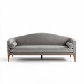Grijze stoffen bank met houten poten en ronde kussens 180 x 80 x 80cm