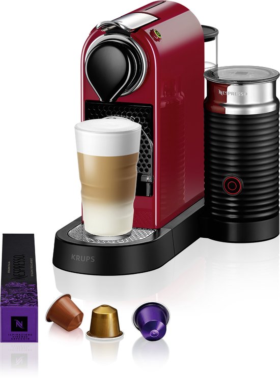 Krups Nespresso Citiz  Milk XN7615 - Koffiecupmachine - Rood - Inclusief Melkopschuimer - Compact(Rood/Losse melkopschuimer)