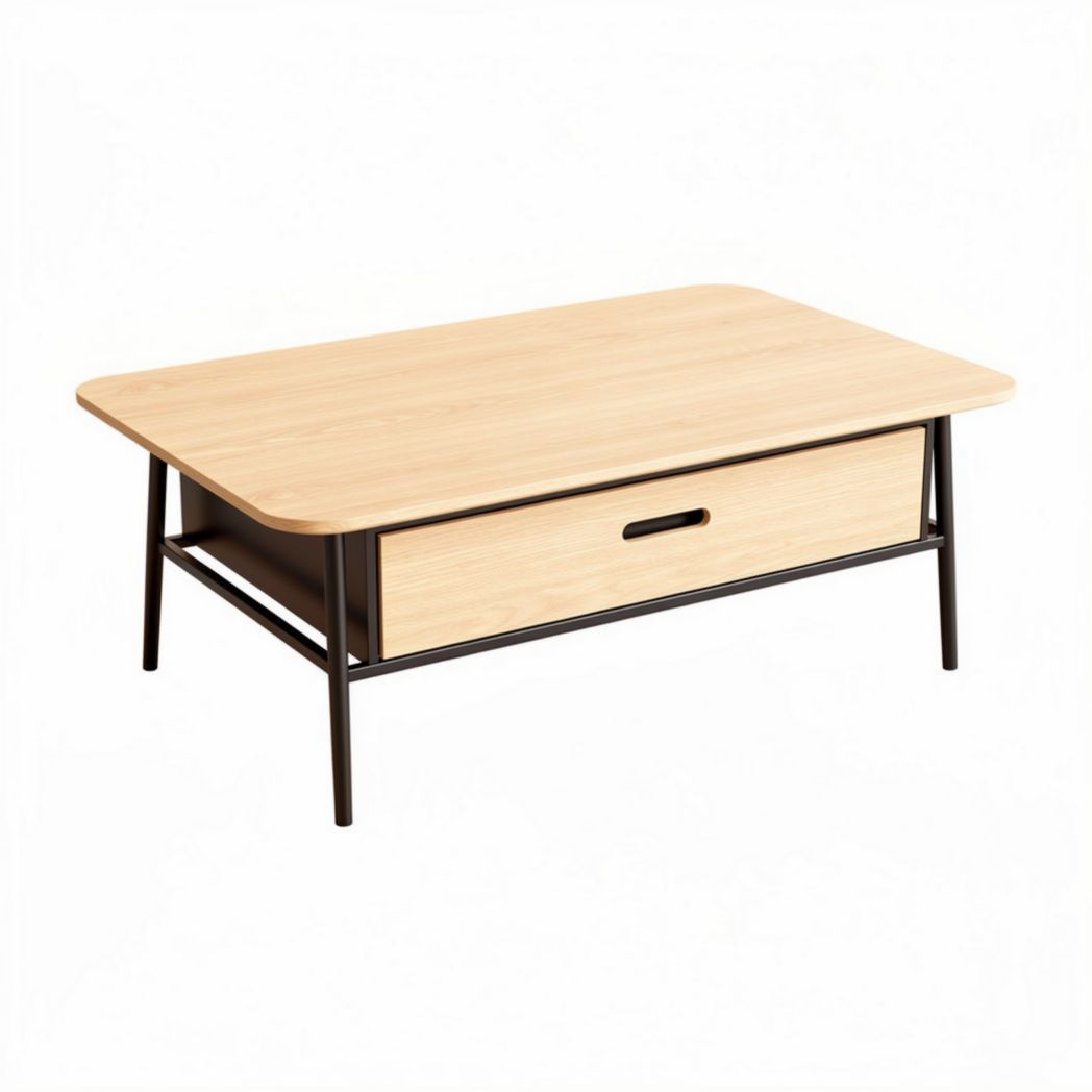 Houten salontafel met lade zwart 120 x 60 x 45cm