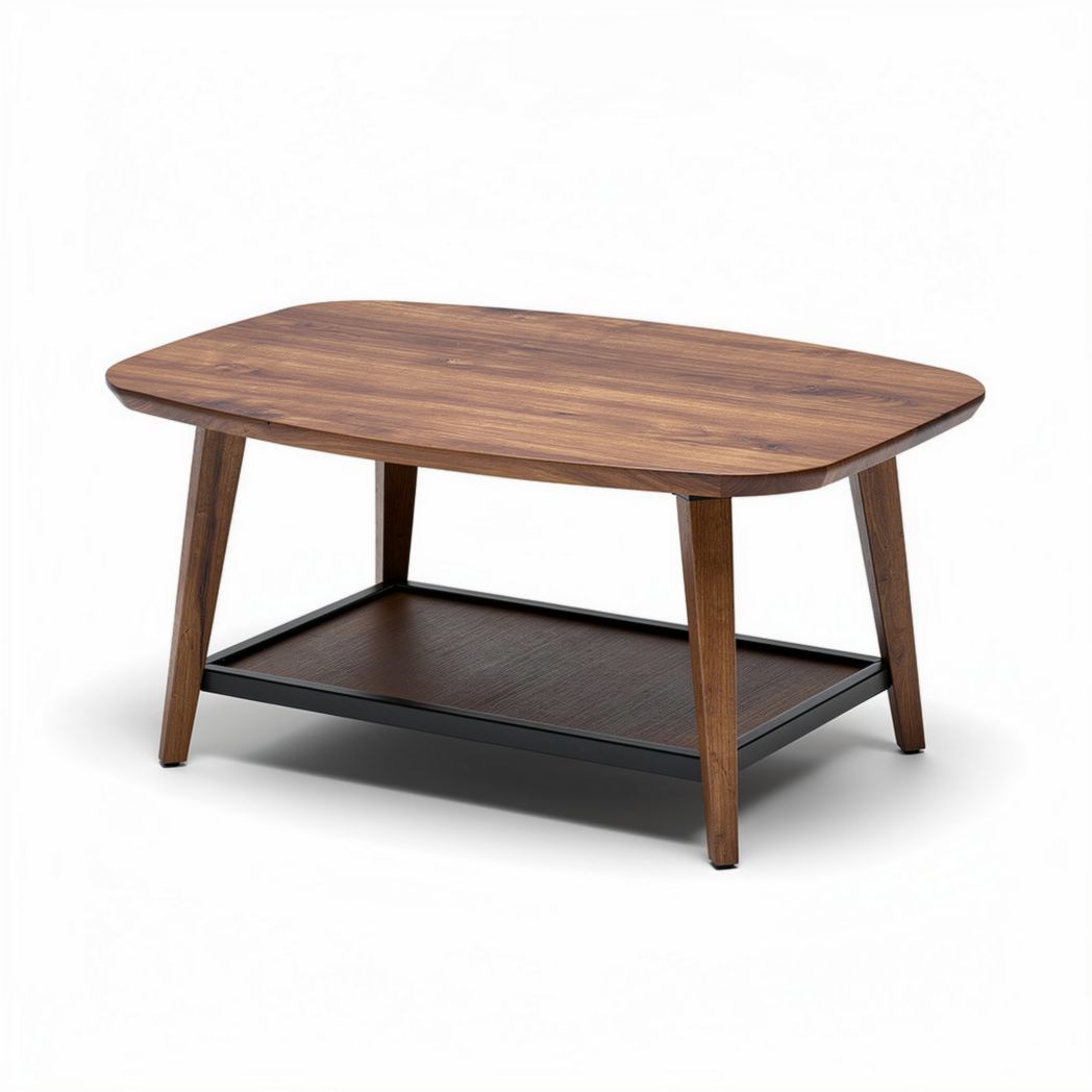 Houten salontafel met onderblad van 120 x 60 x 40cm in bruin en zwart