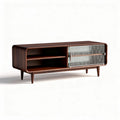 Tv-kast van hout met glazen deur en open planken 150 x 45 x 60cm
