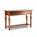 Houten console tafel met lade en open shelf 120 x 40 x 80cm bruin