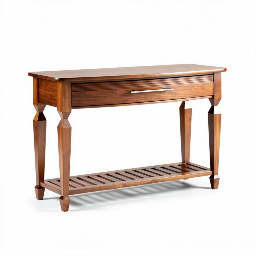 Houten console tafel met lade en open shelf 120 x 40 x 80cm bruin