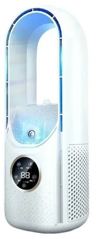 Pelor USB Luchtkoeler - Bladloze Ventilator met Bevochtiging - Ventilator - 6 Snelheden en Timerfunctie - 100 ml - Wit(Wit)