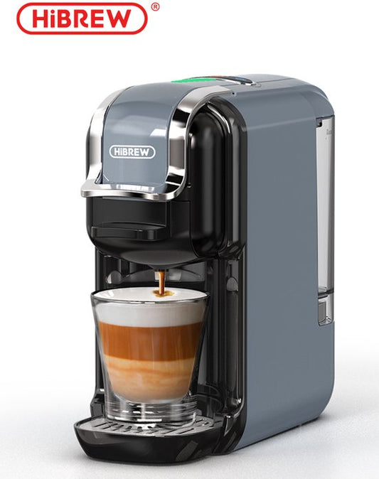HiBrew 5-in-1 Koffiecupmachine – Meerdere Capsules – Heet/Koud – 19Bar – 1450W – Grijs(grijs)
