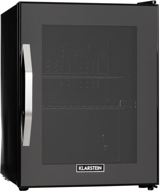 Klarstein Mini Koelkast met Glazen Deur, Mini Koelkast voor Kamer, Kleine Drankkoelkast met Verstelbare Planken, 33 Liter, Stille Indoor/Outdoor Koelkast - Compact - Zwart - LED Touch - Mini Fridge - Hotelkoelkast - Kleine Koelkast