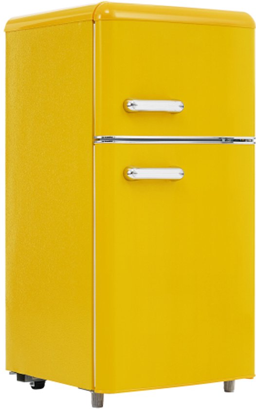 learnlogic Retro koelkast, bovenste en onderste dubbele deur koelkast, 72 liter totaal volume, met 21 liter vriezervolume, 120 kWh/jaar, LED -licht. Beschikbaar in verschillende kleuren. [Energieklasse E]