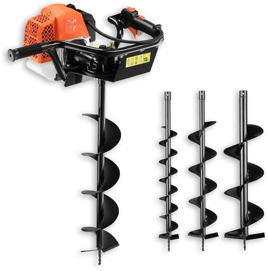 FUXTEC benzine grondboor FX-EB162 - 62cc, 3,5 pk, incl. 3 boorgarnituren, eenvoudig starten