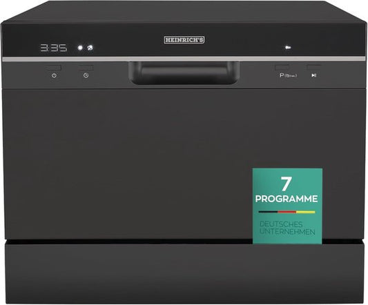 Heinrich's HTG 8840 mini vaatwasser - 7 programma's - gebruik slechts 6,5 liter per cyclus - zwart(zwart)
