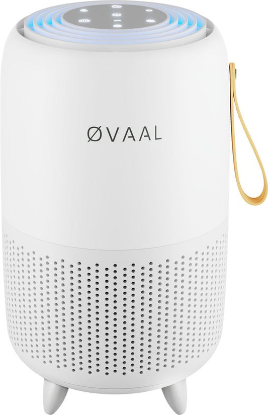 Øvaal Luchtreiniger - Air Purifier - met vervangbaar HEPA13 Filter + koolstoffilter - 250 m³/u - Helpt tegen stof, huisstofmijt, hooikoorts en allergie - Slaapstand en Automatische Stand - Luchtkwaliteit Indicator(Off White)